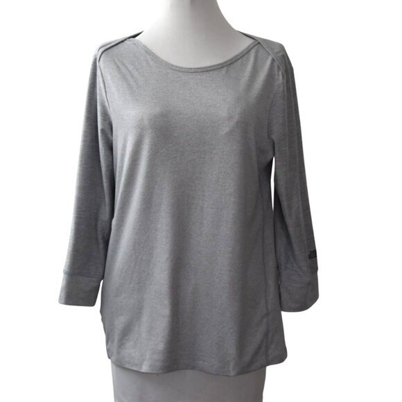 The North Face Womens M Top FlashDry 3/4 Sleeve Gray Pocket - Picture 1 of 11